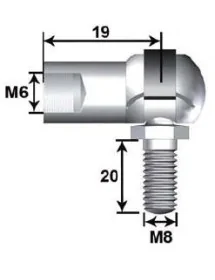 Boule de métal Rotule M6, M8 L20 de Spike boule