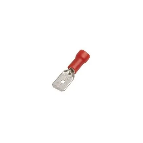 cosse mâle taille 6,3x0,8mm 0,5-1,5mm² Q 100 pc isolation PVC Cu gal Sn rouge t.max. 75°C 