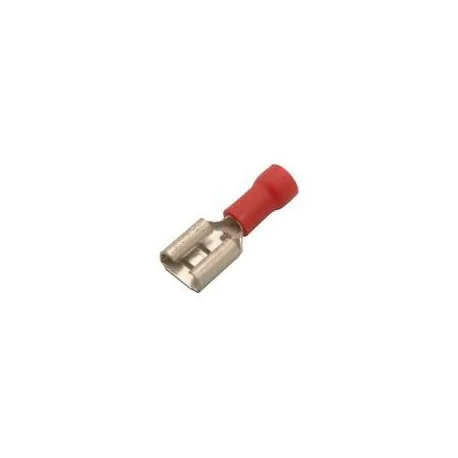 conector Faston hembra tamaño 6,3x0,8mm 0,5-1,5mm² UE 100 pzs aislam. PVC Cu gal Sn rojo T máx 75°C 