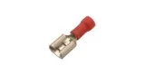 conector Faston hembra tamaño 6,3x0,8mm 0,5-1,5mm² UE 100 pzs aislam. PVC Cu gal Sn rojo T máx 75°C 