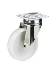 Nylon swivel wheel Ø 80 mm galvanized steel mounting bracket plate