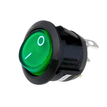 interruptor basculante medida de montaje 20mm Verde  1NO 250V 16A 0-I empalme conector Faston 4,8mm OZTI 6232.00011.01