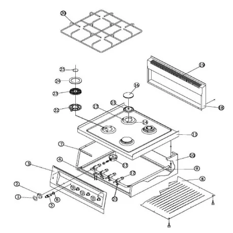 Allumeur piézo-électrique encastré ø 18mm raccord prolongateur femelle ø2,4mm 