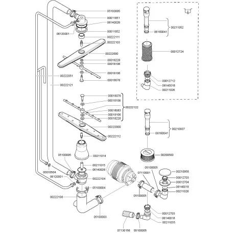 wash arm support mounting pos. lower Elframo Kromel 00211014