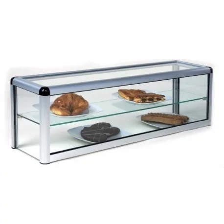 Neutral flat glass display case 2 level
