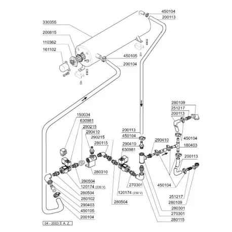 électrovanne laiton 2-voies 230 VAC raccord 3/4" L 79mm DN 18mm prise femelle compact 120123 Comenda