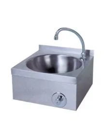 évier murale de 400x400x200mm et vanne de mélange avec bouton-poussoir