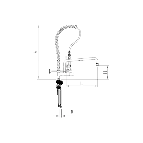 Grifo ducha 2 aguas extra bajo con caño