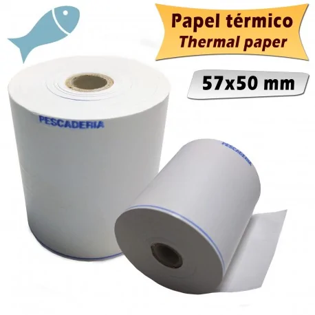 Rollos de papel térmico 57x50 mm PESCADERIA (Pack de 10 unidades)