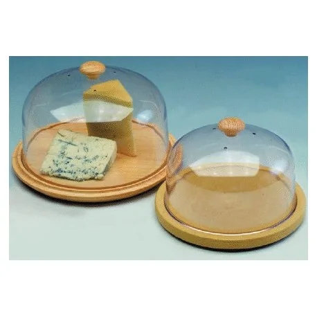 Wooden cheese container and plastic lid