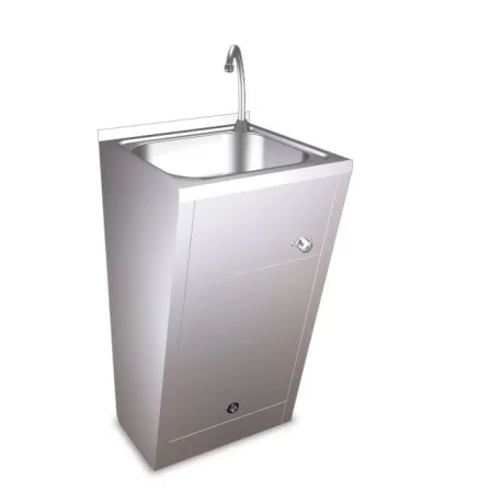 Washbasin knee registrable hot and cold water