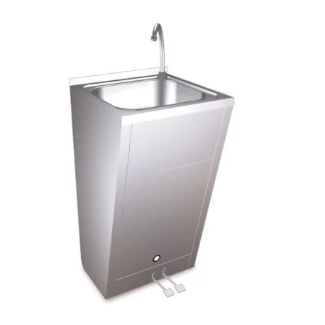 Recordable washbasin with hot and cold water double pedal