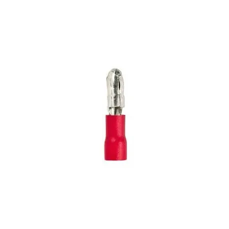 fiche ronde taille ø4mm 0,5-1,5mm² Q 100 pc isolation PVC Cu gal Sn rouge t.max. 75°C