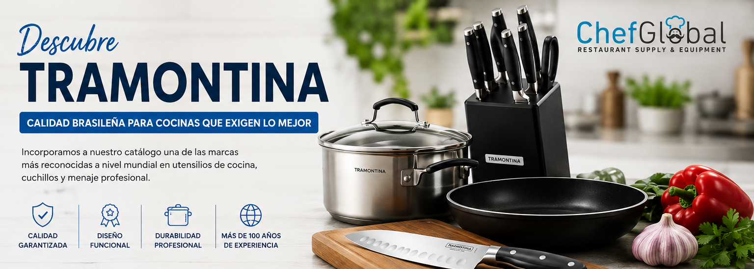 Productos Tramontina para cocina profesional disponibles en Chef Global